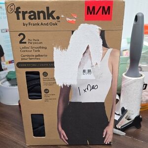 Frank & Oak Size M 2 Pack of Black Smoothing Contour Tank Tops